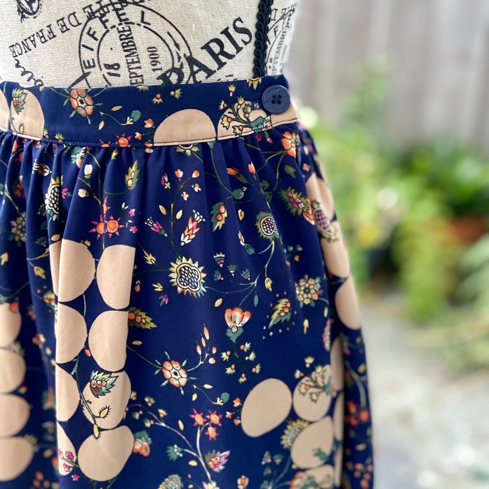 Navy Floral Midi Skirt Size Small